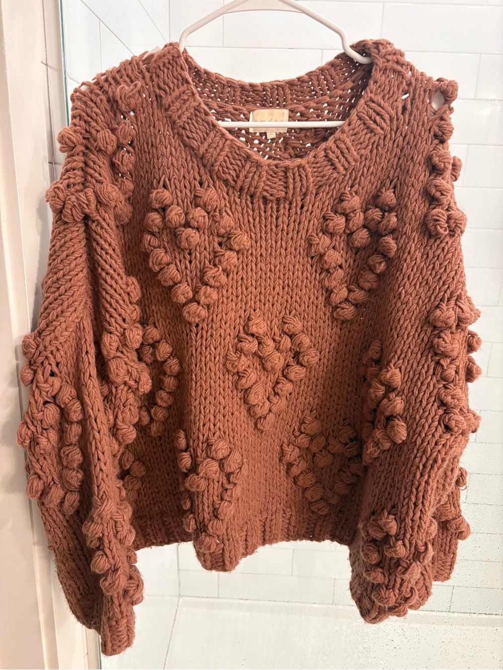 Chunky Popcorn Heart Knit Sweater - Maeve